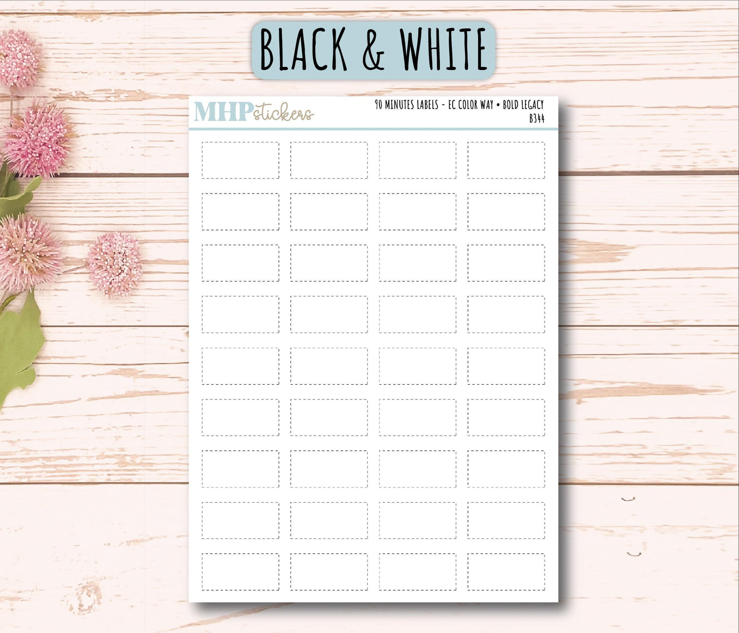 90 Minutes Labels for EC Planners. EC Color Way || B344