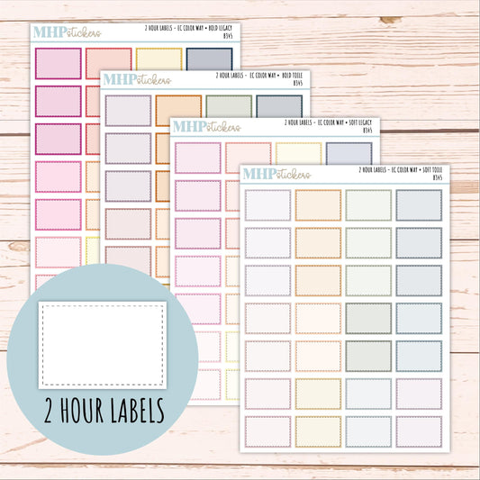2 Hour Labels for EC Planners. EC Color Way || B345