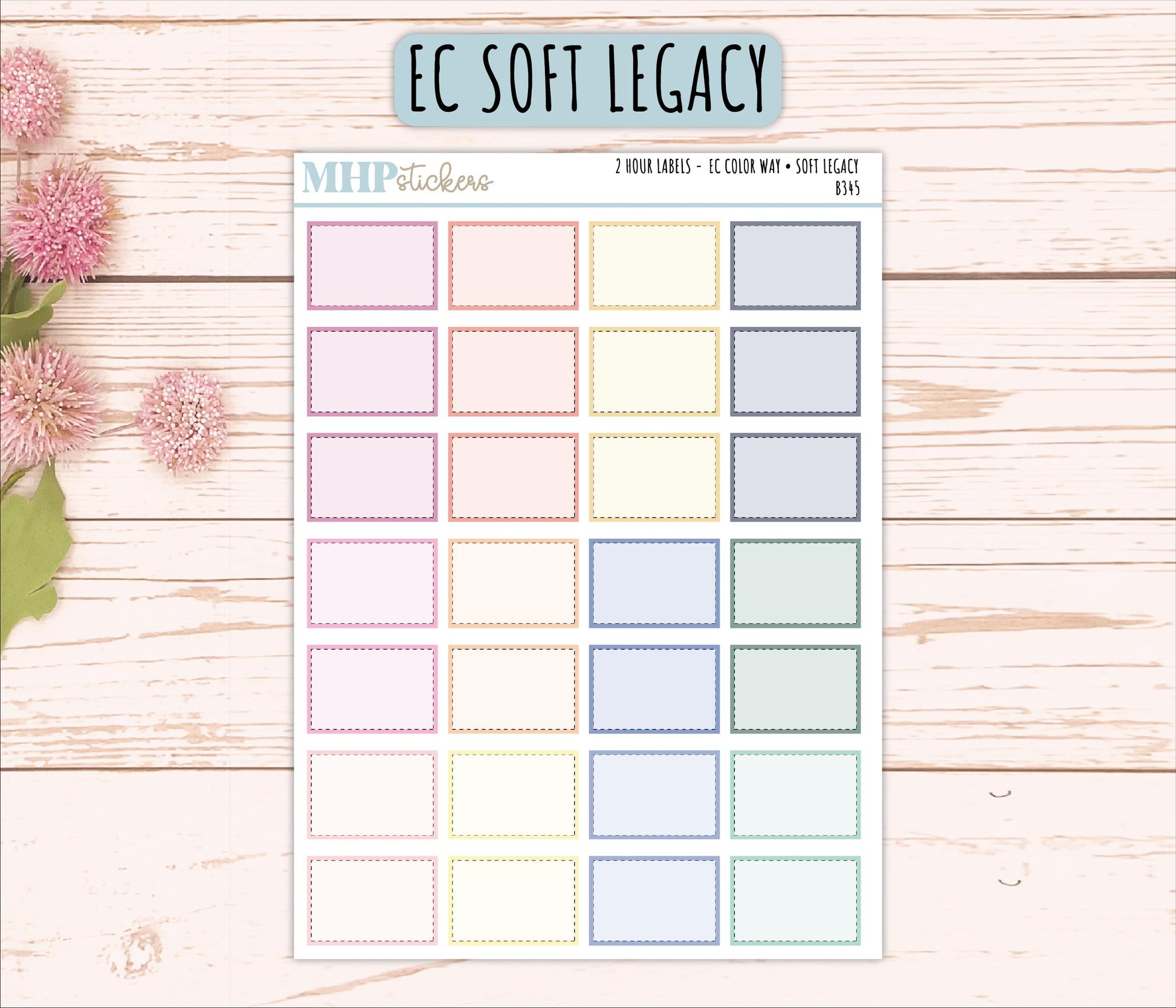 2 Hour Labels for EC Planners. EC Color Way || B345