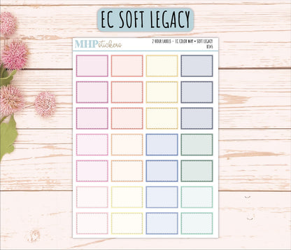 2 Hour Labels for EC Planners. EC Color Way || B345