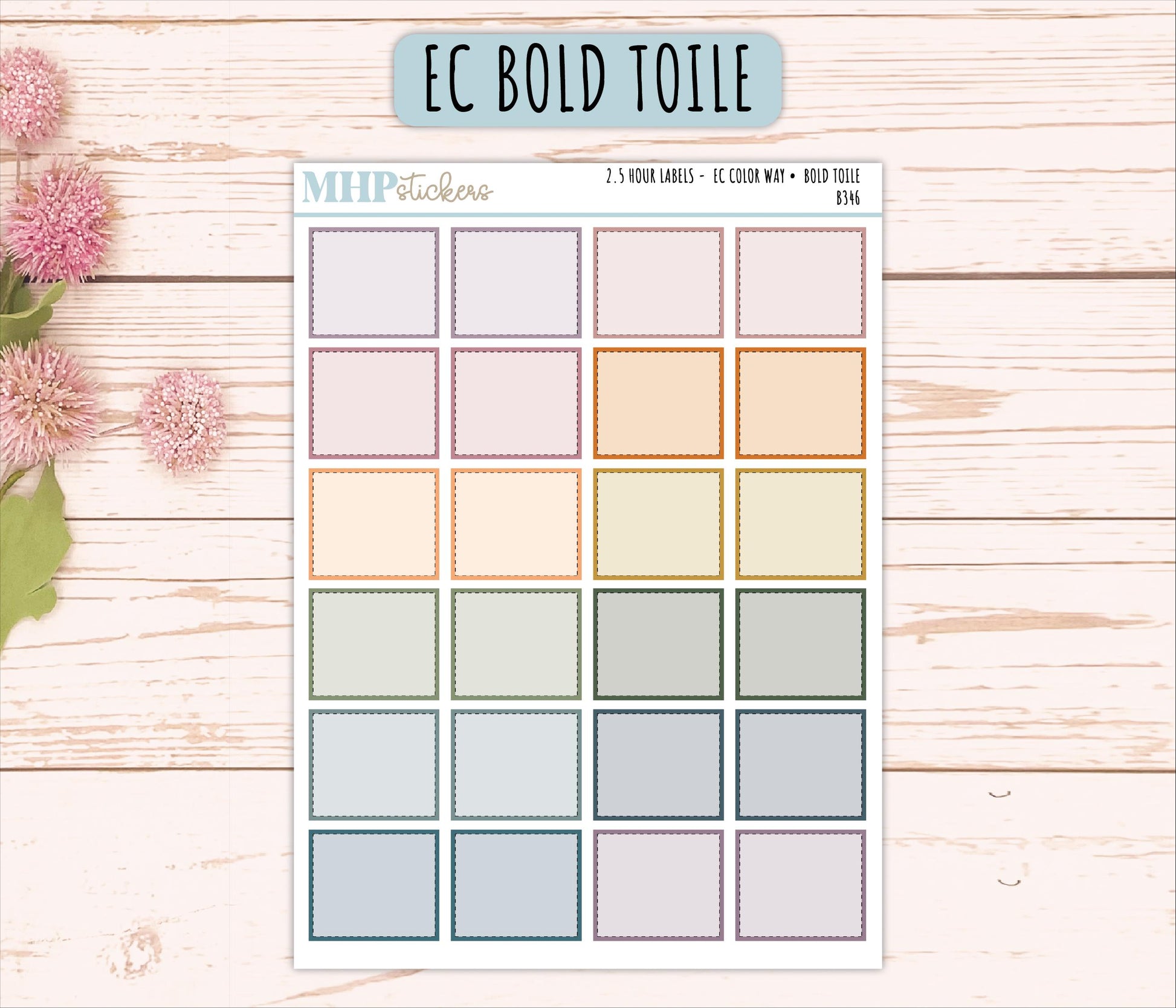 2.5-Hour Labels for EC Planners. EC Color Way || B346