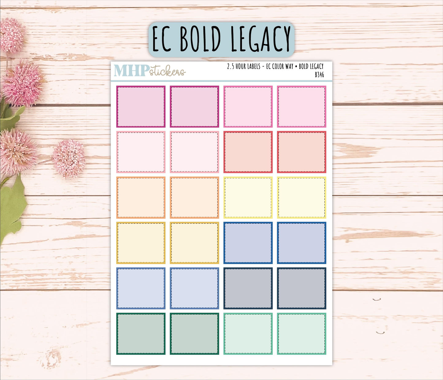 2.5-Hour Labels for EC Planners. EC Color Way || B346