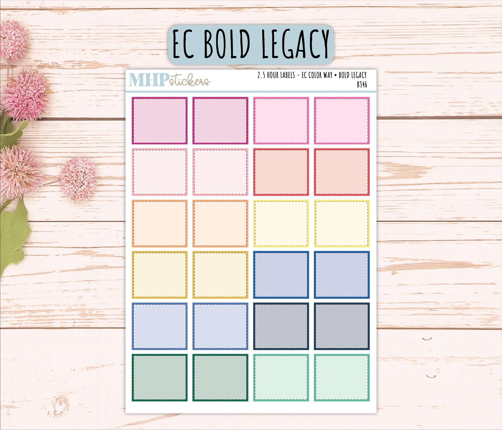 2.5-Hour Labels for EC Planners. EC Color Way || B346