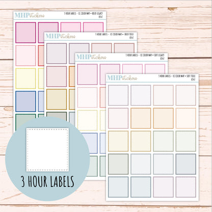 3 Hour Labels for EC Planners. EC Color Way || B347