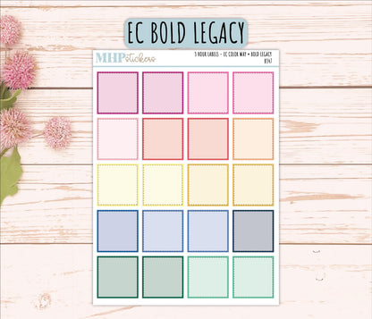 3 Hour Labels for EC Planners. EC Color Way || B347