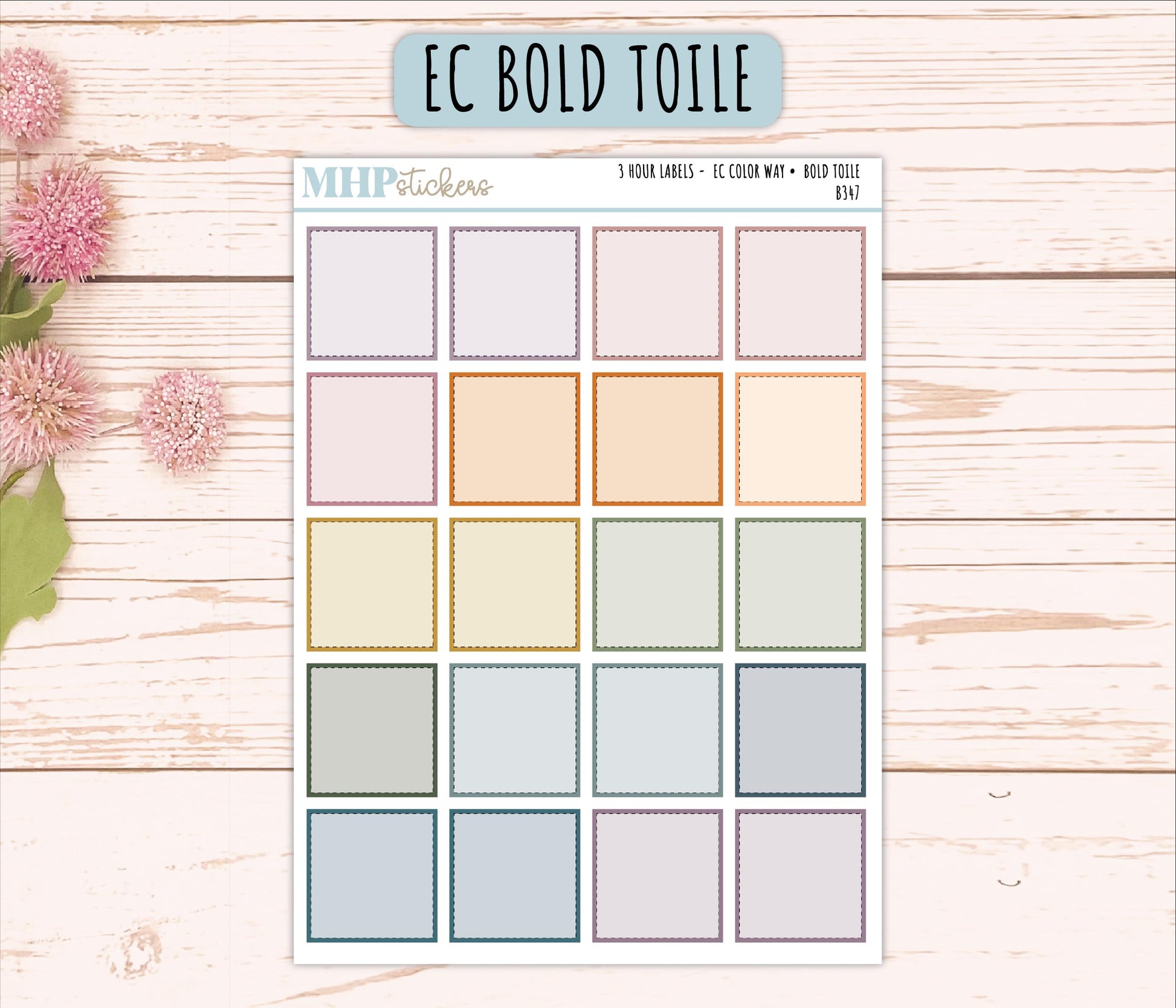 3 Hour Labels for EC Planners. EC Color Way || B347