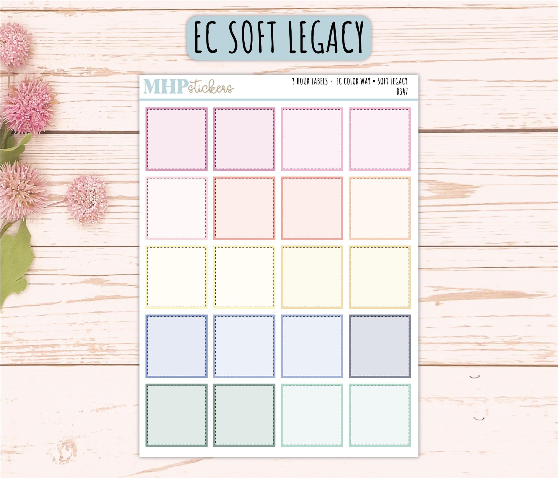 3 Hour Labels for EC Planners. EC Color Way || B347