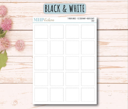 3 Hour Labels for EC Planners. EC Color Way || B347