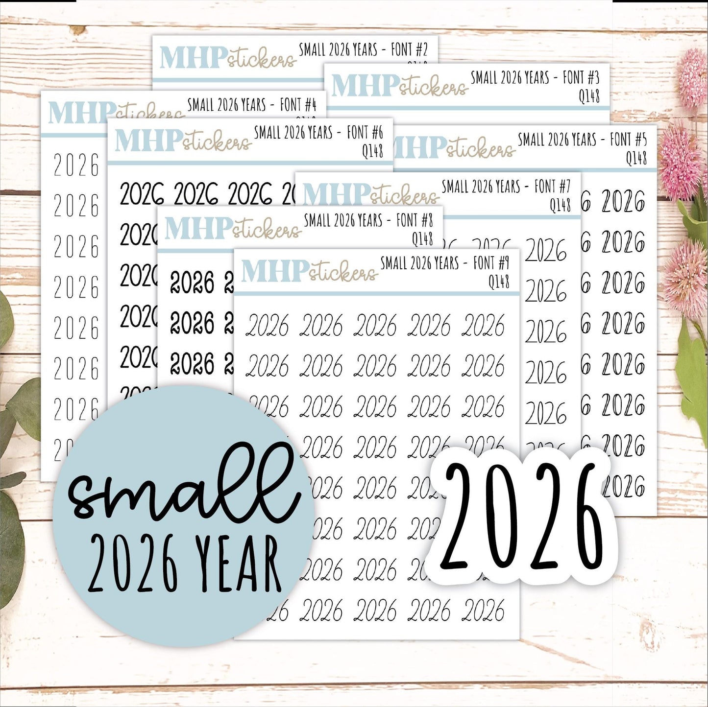 Mini 2026 Year Stickers for Bullet Journals and Planners || Q148