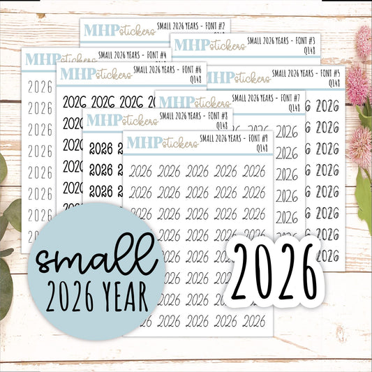Mini 2026 Year Stickers for Bullet Journals and Planners || Q148