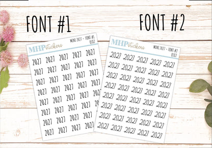Small 2027 Year Stickers for Bullet Journals and Planners || Q182