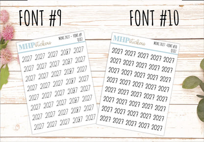 Small 2027 Year Stickers for Bullet Journals and Planners || Q182