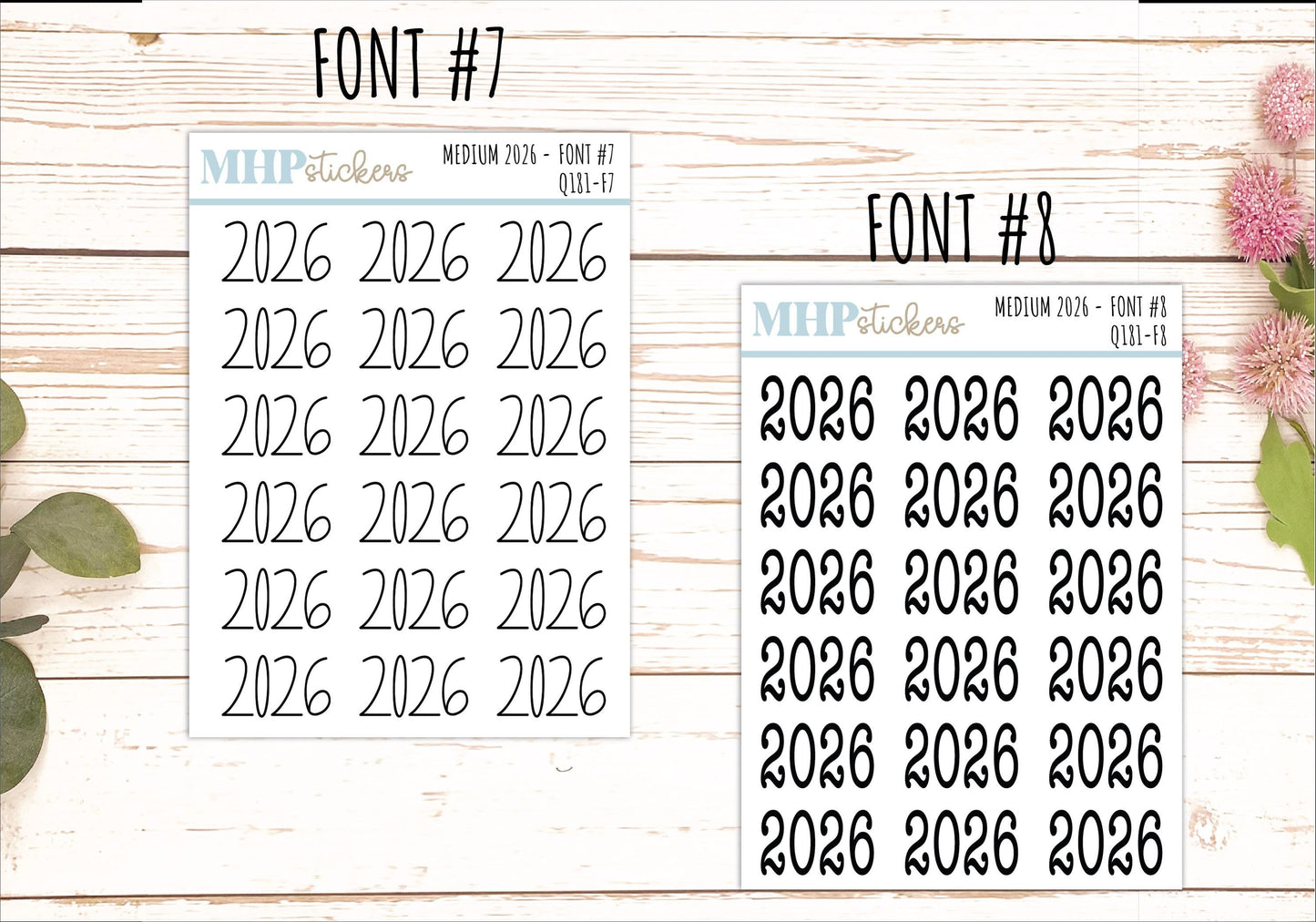 2026 Small Year Stickers for Planners || Q181