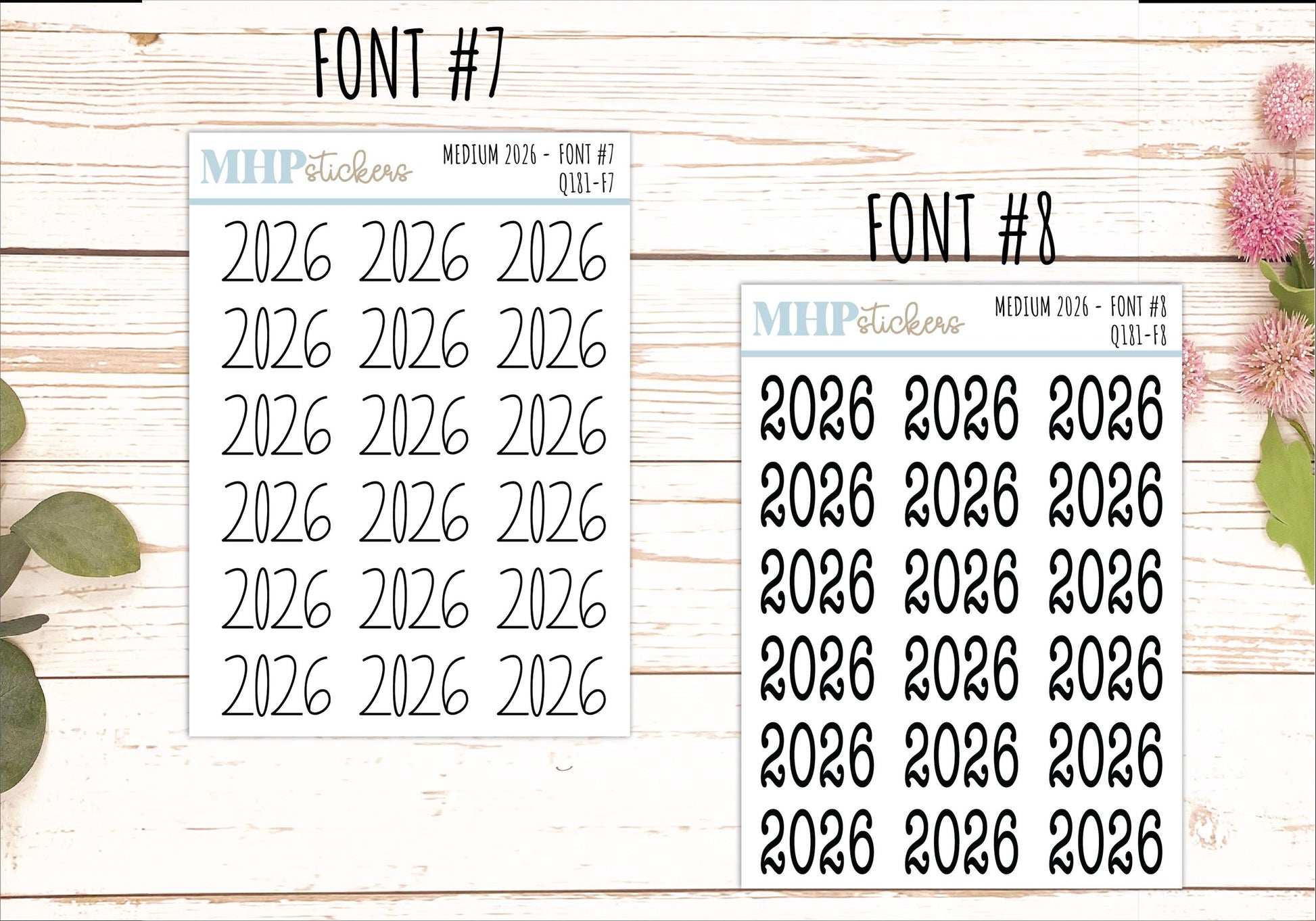 2026 Small Year Stickers for Planners || Q181