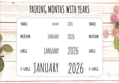 2026 Small Year Stickers for Planners || Q181