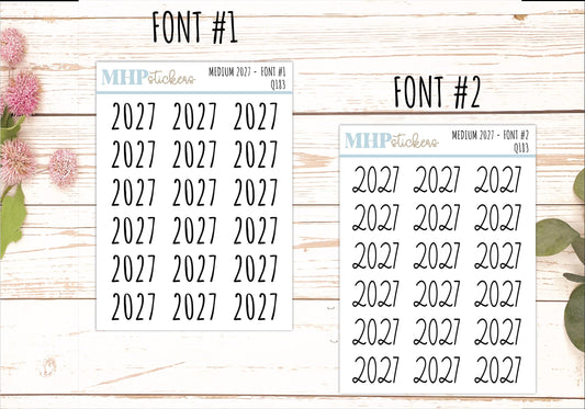 2027 Medium Year Stickers for Planners || Q183