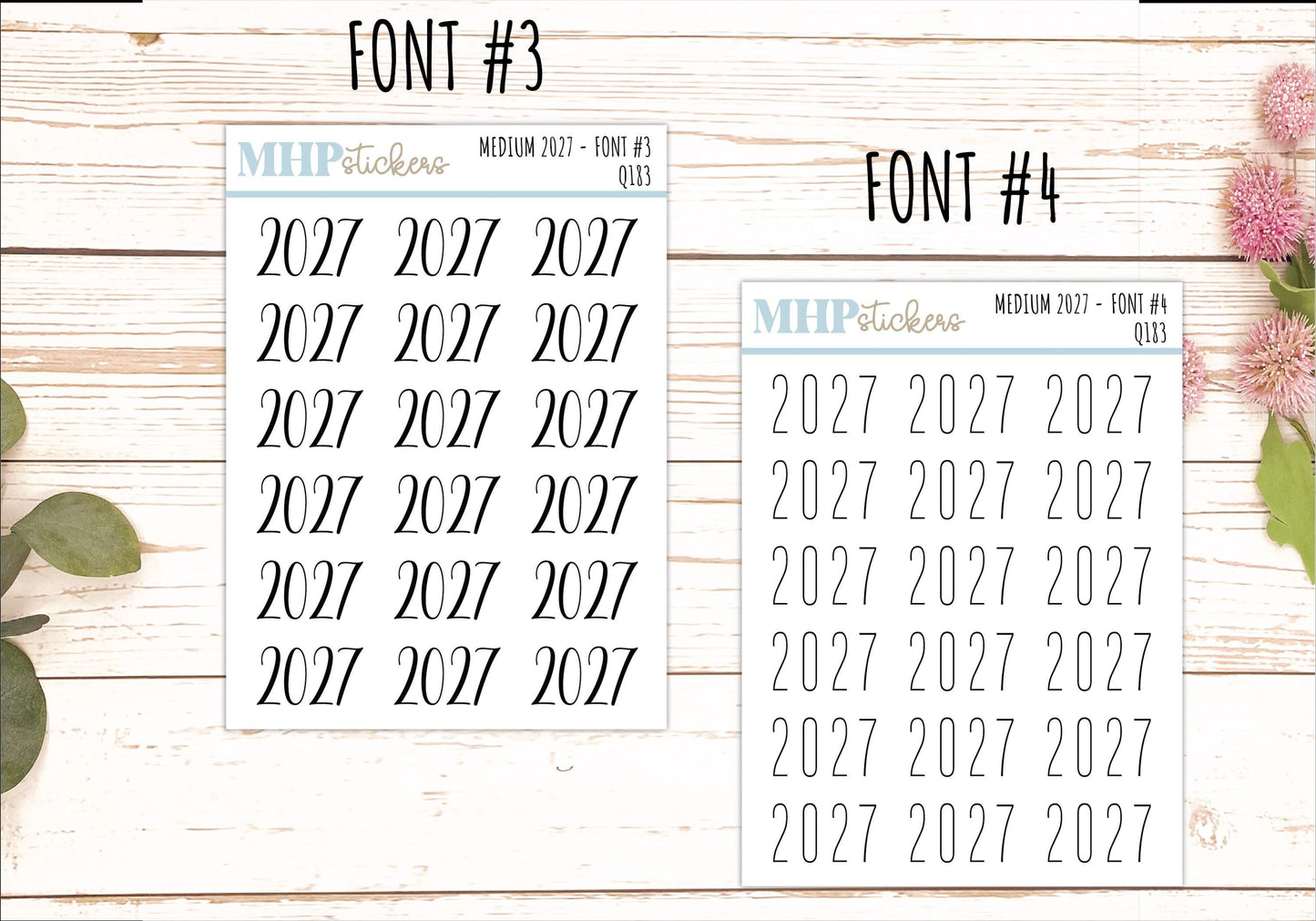 2027 Medium Year Stickers for Planners || Q183