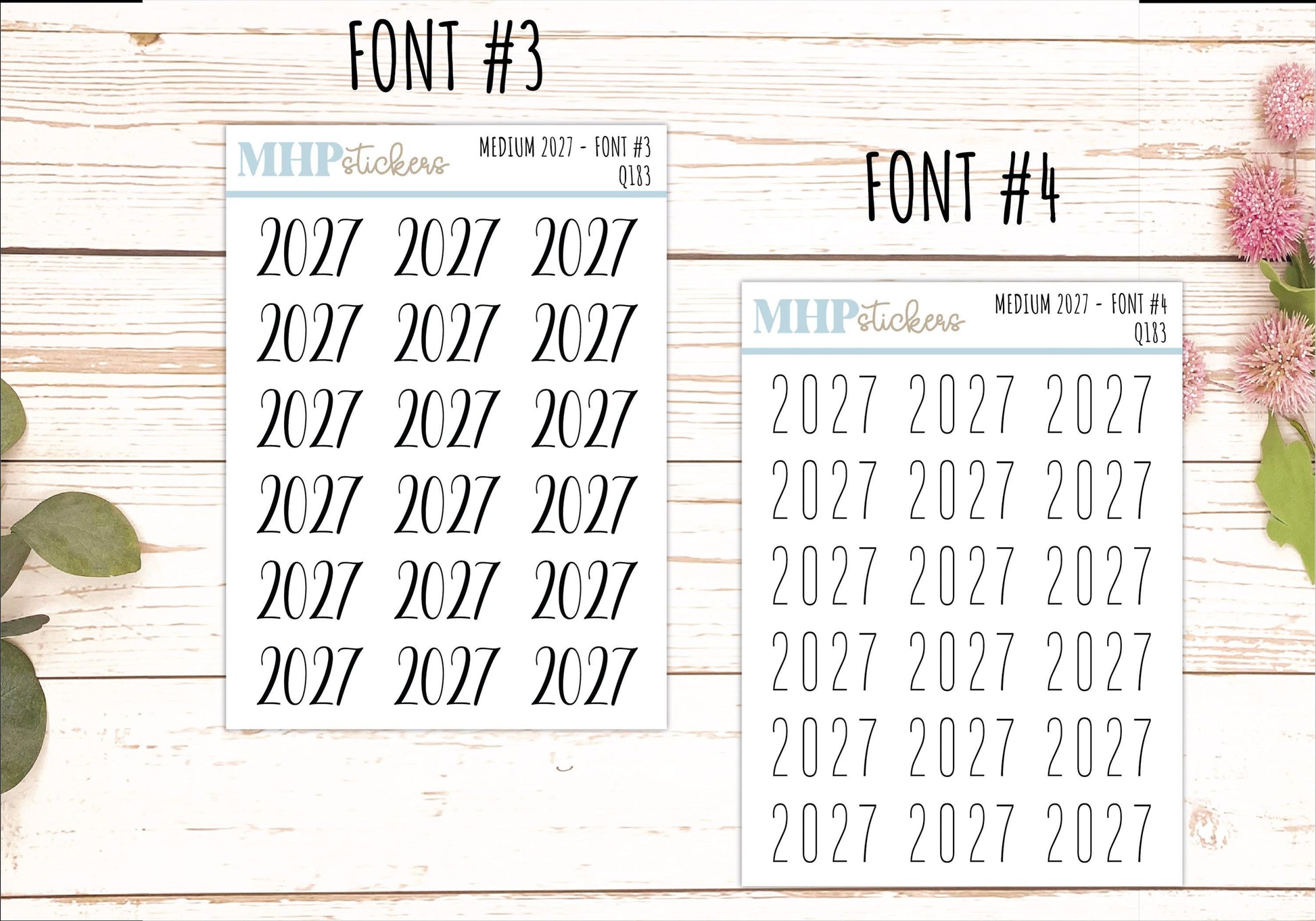 2027 Medium Year Stickers for Planners || Q183