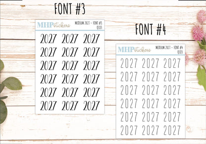 2027 Medium Year Stickers for Planners || Q183