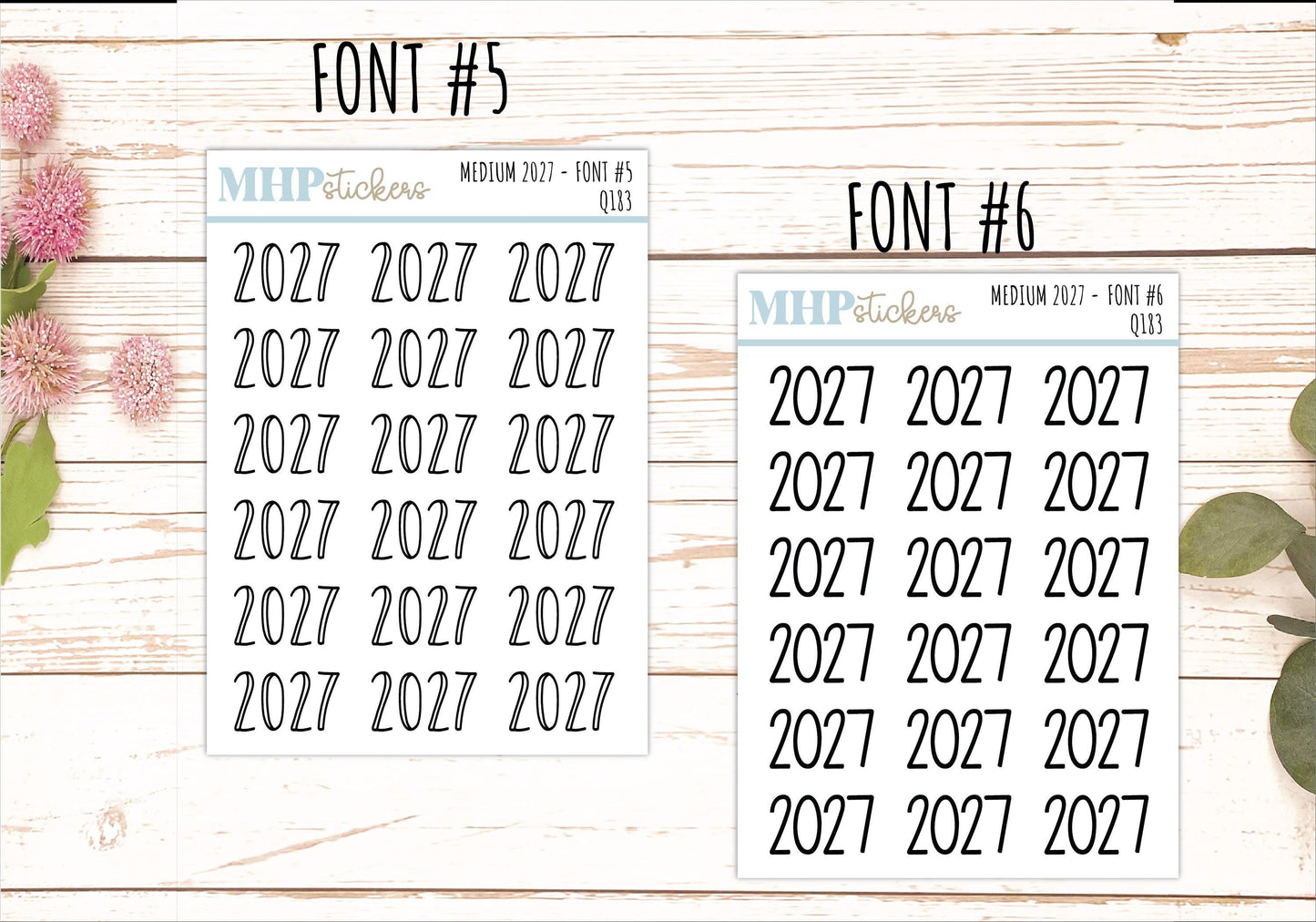 2027 Medium Year Stickers for Planners || Q183