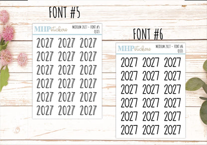 2027 Medium Year Stickers for Planners || Q183