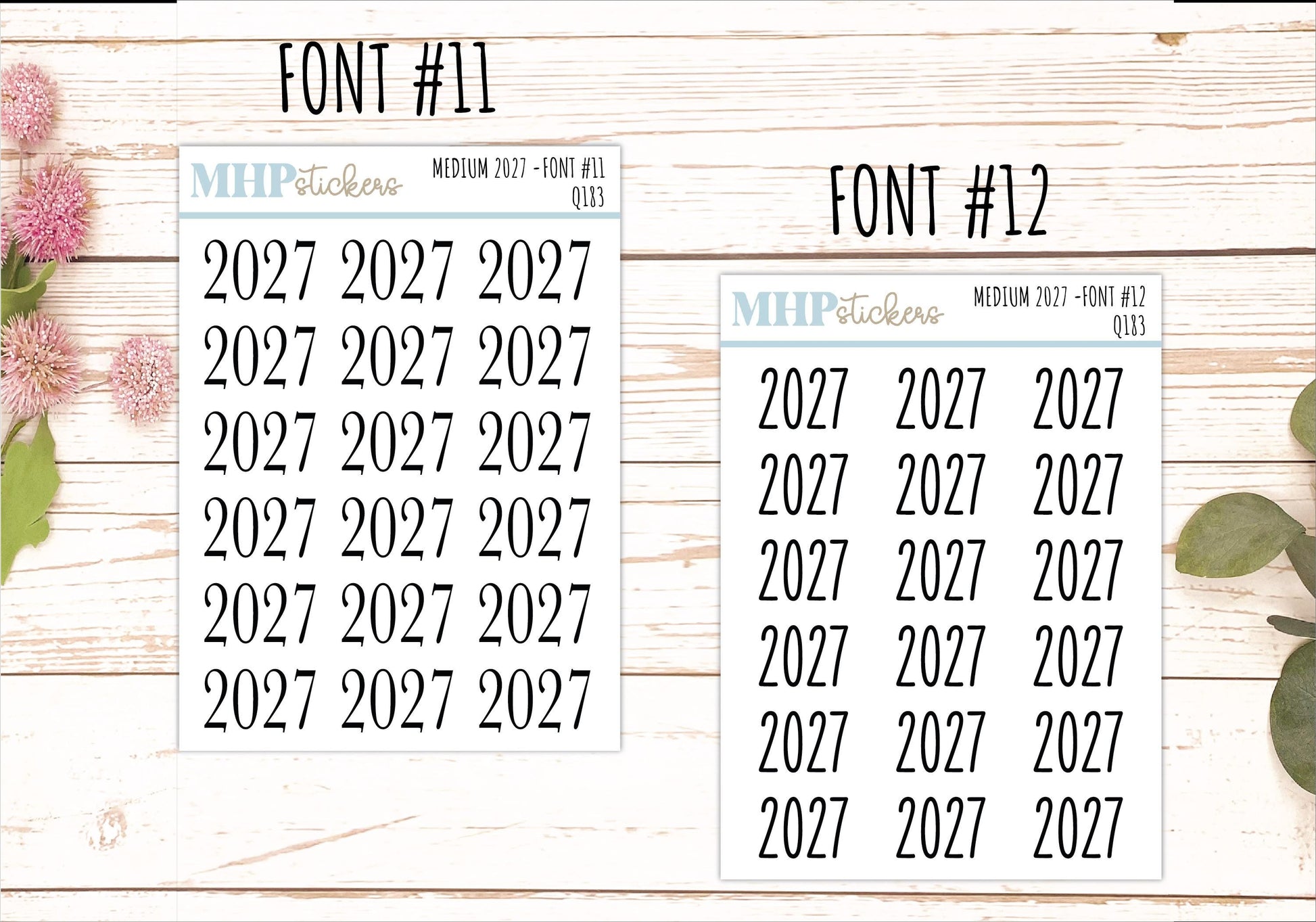 2027 Medium Year Stickers for Planners || Q183