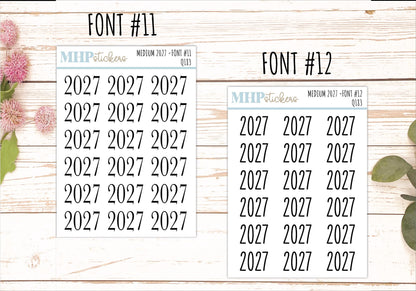 2027 Medium Year Stickers for Planners || Q183