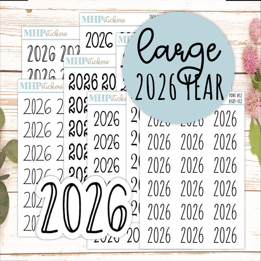 2026 Medium Year Stickers for Planners. || H589