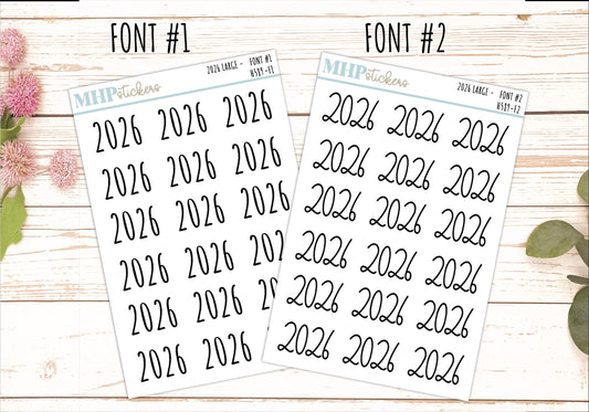 2026 Medium Year Stickers for Planners. || H589