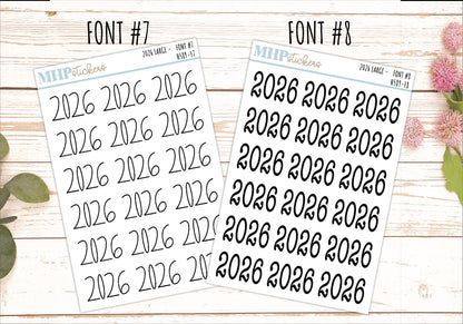 2026 Medium Year Stickers for Planners. || H589
