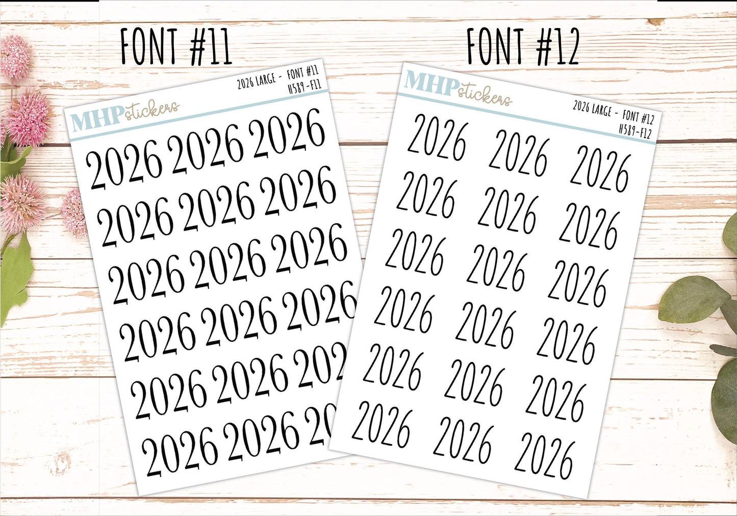 2026 Medium Year Stickers for Planners. || H589
