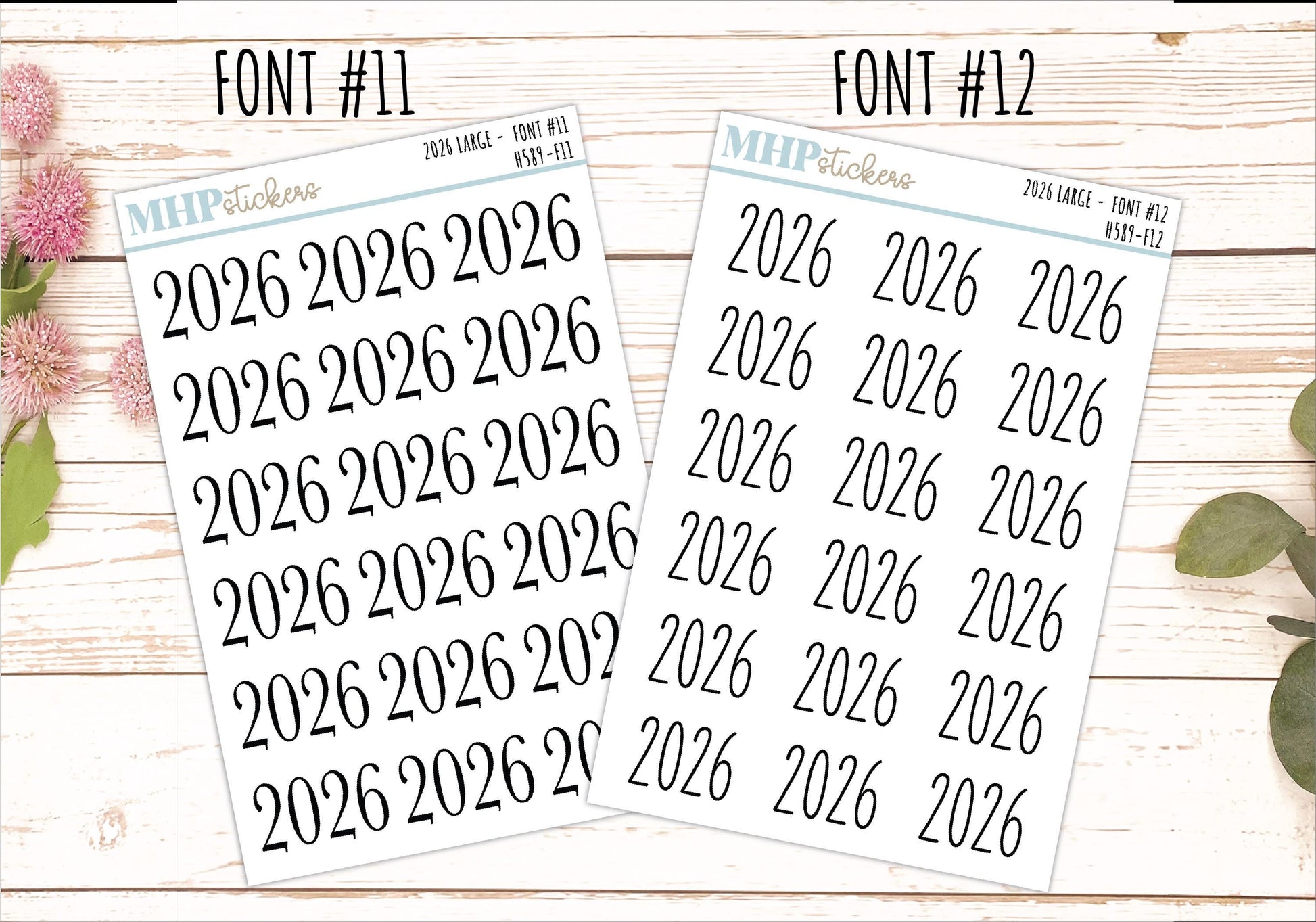 2026 Medium Year Stickers for Planners. || H589