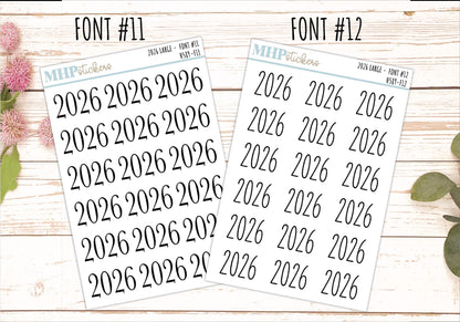 2026 Medium Year Stickers for Planners. || H589