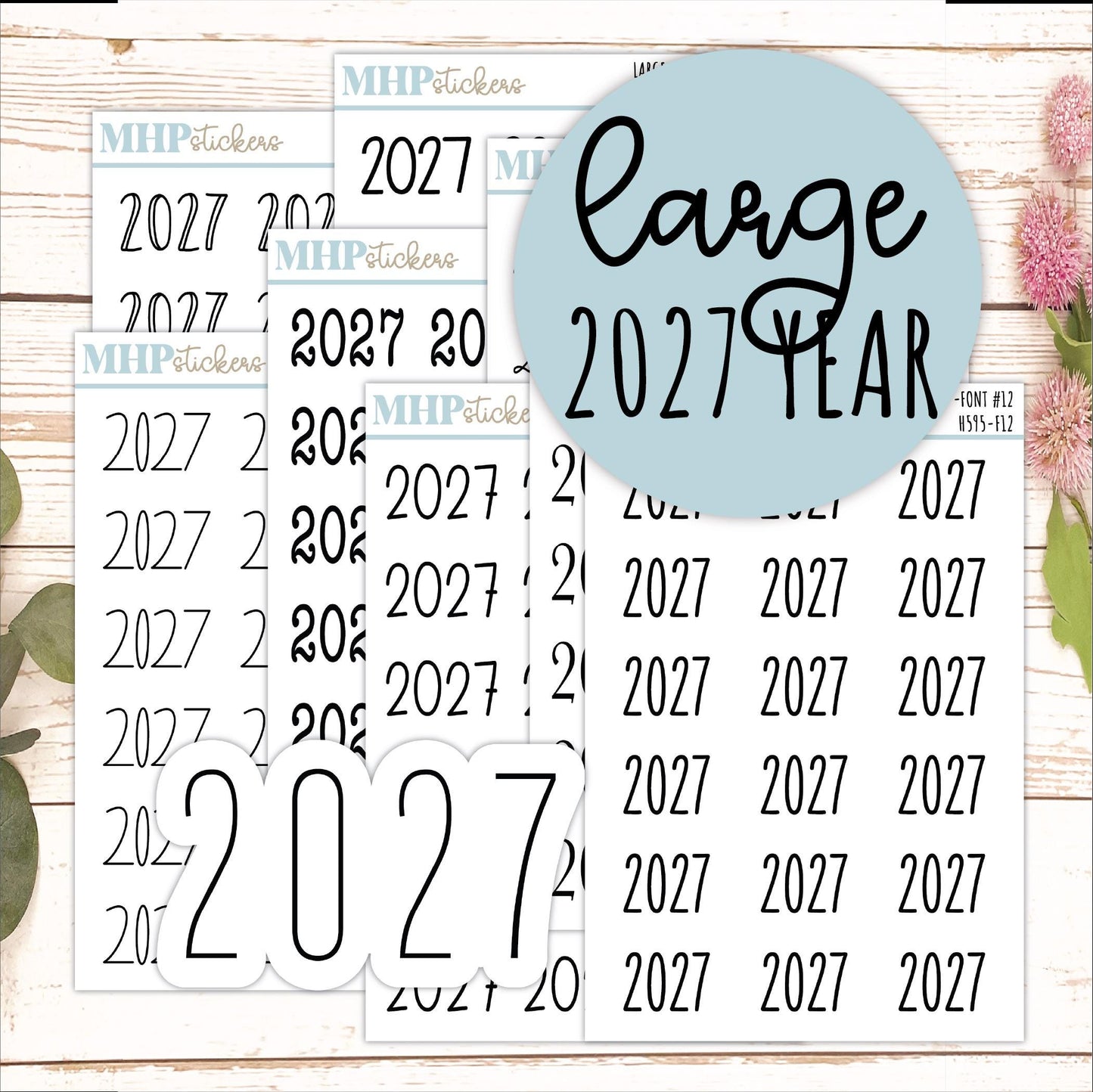 2027 Large Year Stickers for Planners. || H595