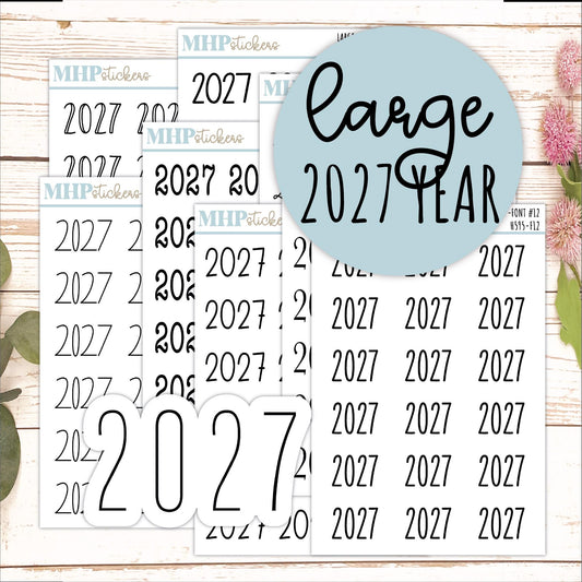 2027 Large Year Stickers for Planners. || H595