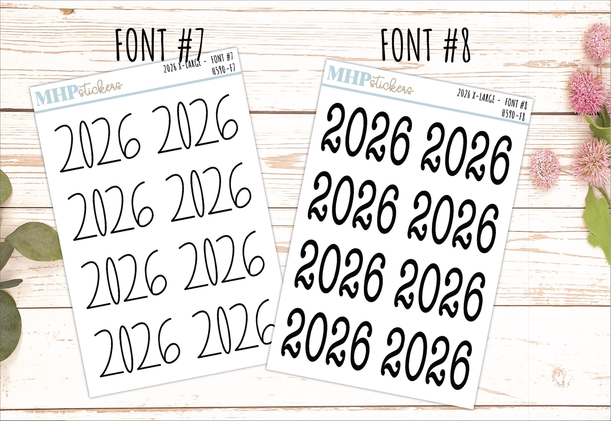 2026 Year Large Size Stickers for Planners || H590