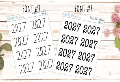 2027 Year X-Large Size Stickers for Planners || H602