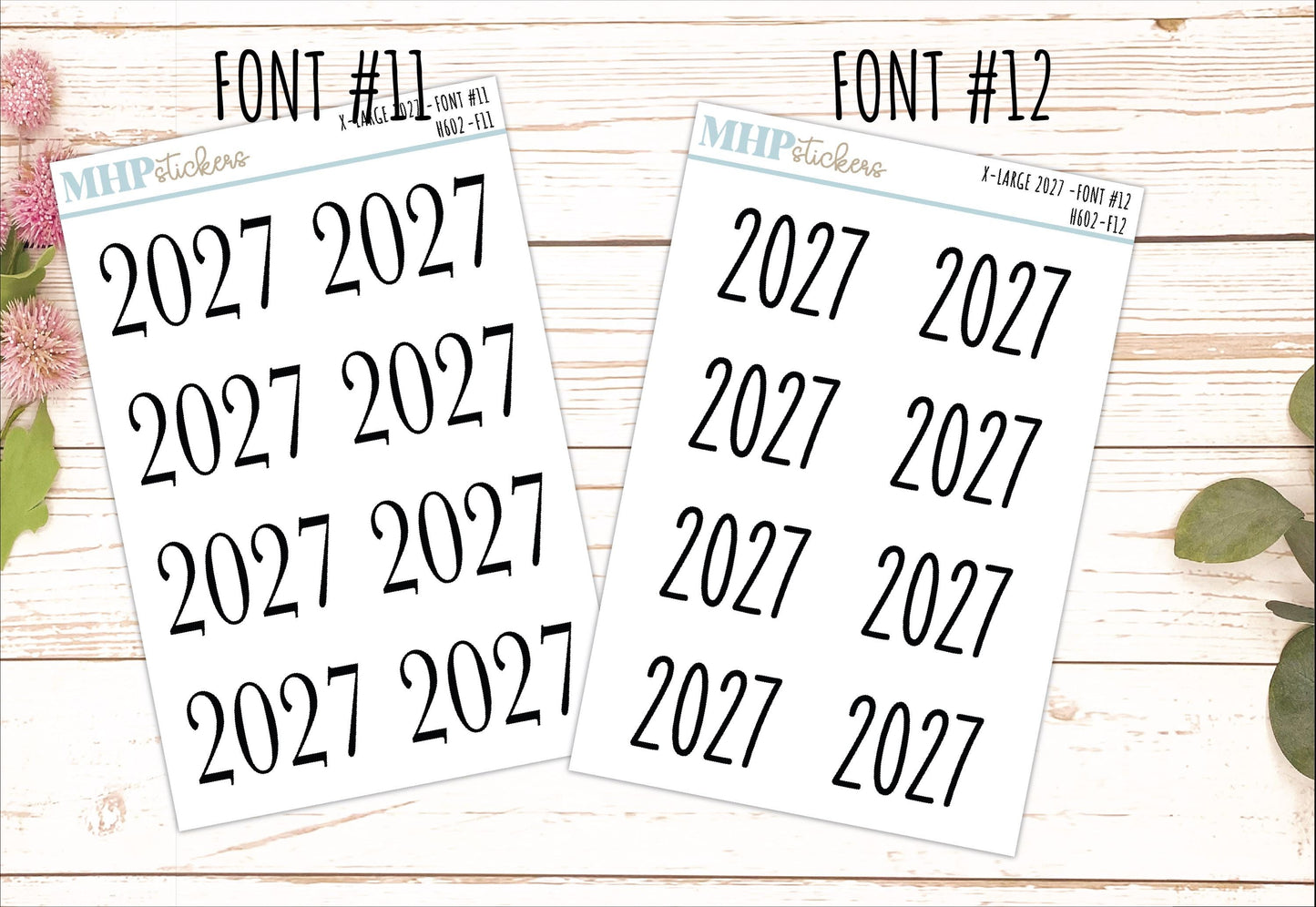 2027 Year X-Large Size Stickers for Planners || H602