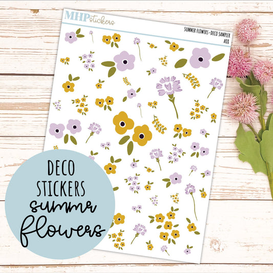 Decorative Planner Stickers "Summer Flowers" || AO8