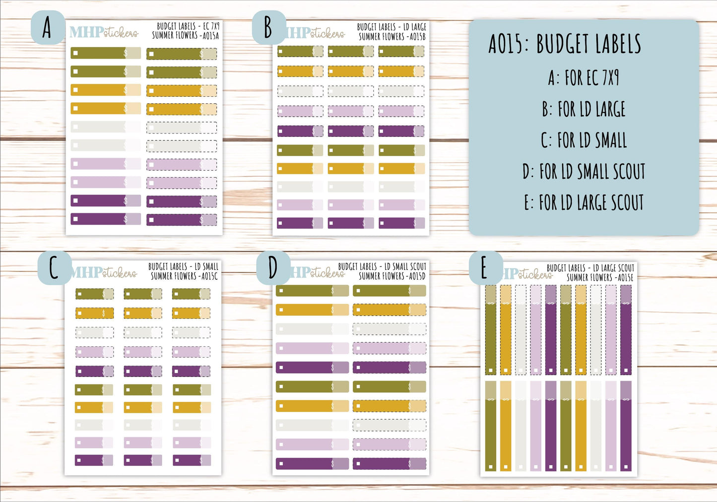 Basic Labels & Habit Trackers. ADD-Ons for Monthly Kits "Summer Flowers" || AOBL