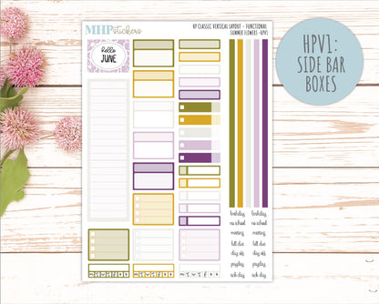 JUNE Stickers for Happy Planner Classic Vertical Layout. 2026 Collection. "Summer Flowers" || HPV