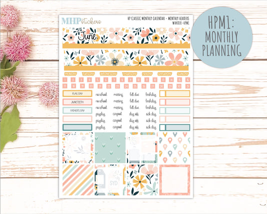 JUNE Stickers for Happy Planner Classic Vertical Layout. 2026 Collection. "Wander" || HPV