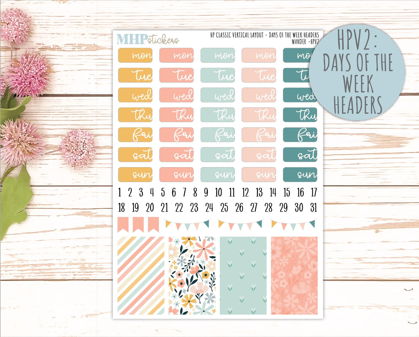 JUNE Stickers for Happy Planner Classic Vertical Layout. 2026 Collection. "Wander" || HPV
