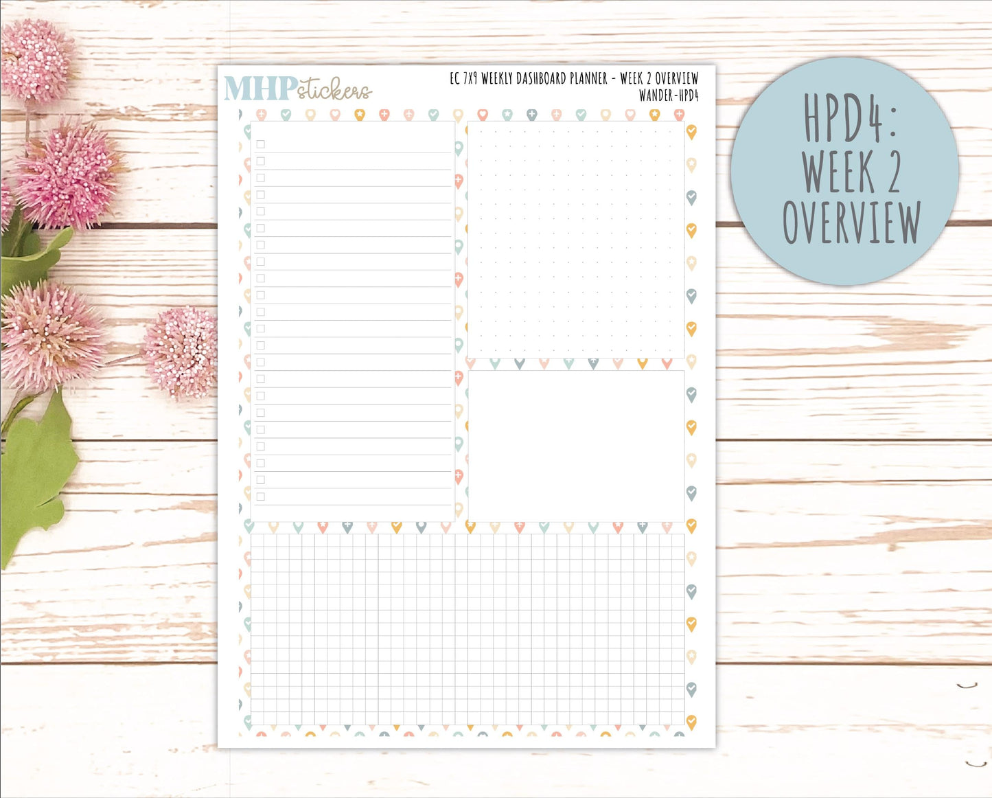 JUNE Stickers for Happy Planner Classic Dashboard Layout. 2026 Collection. "Wander" || HPD