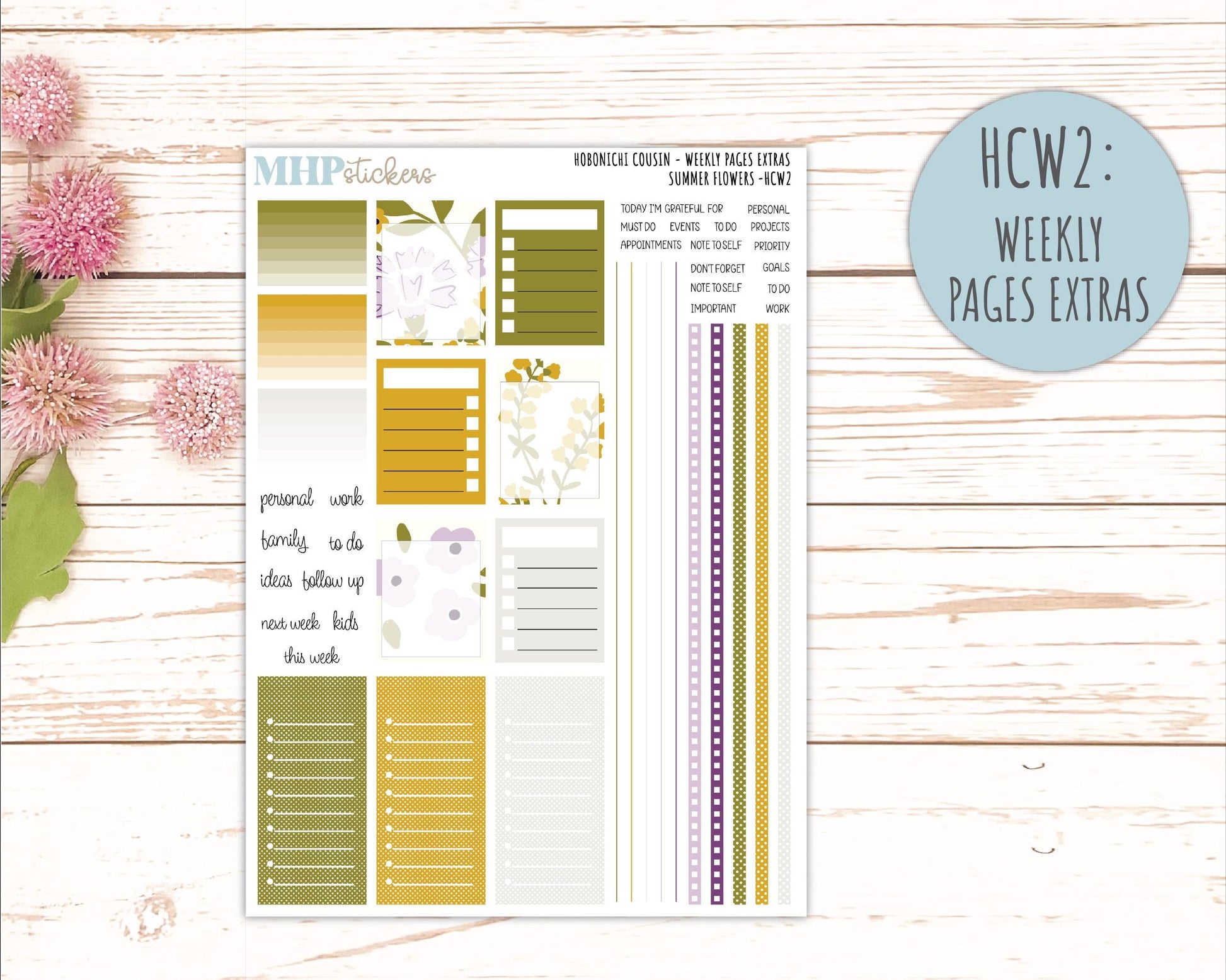 JUNE 2026 Stickers for Hobonichi Cousin. A5 Planners "Summer Flowers" || HC