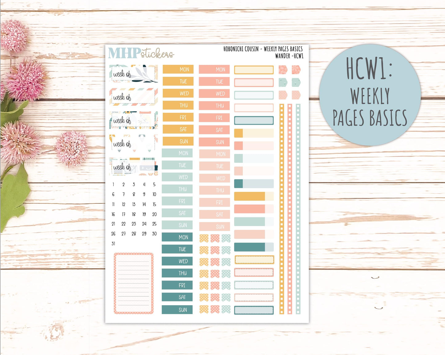 JUNE 2026 Stickers for Hobonichi Cousin. A5 Planners "Wander" || HC