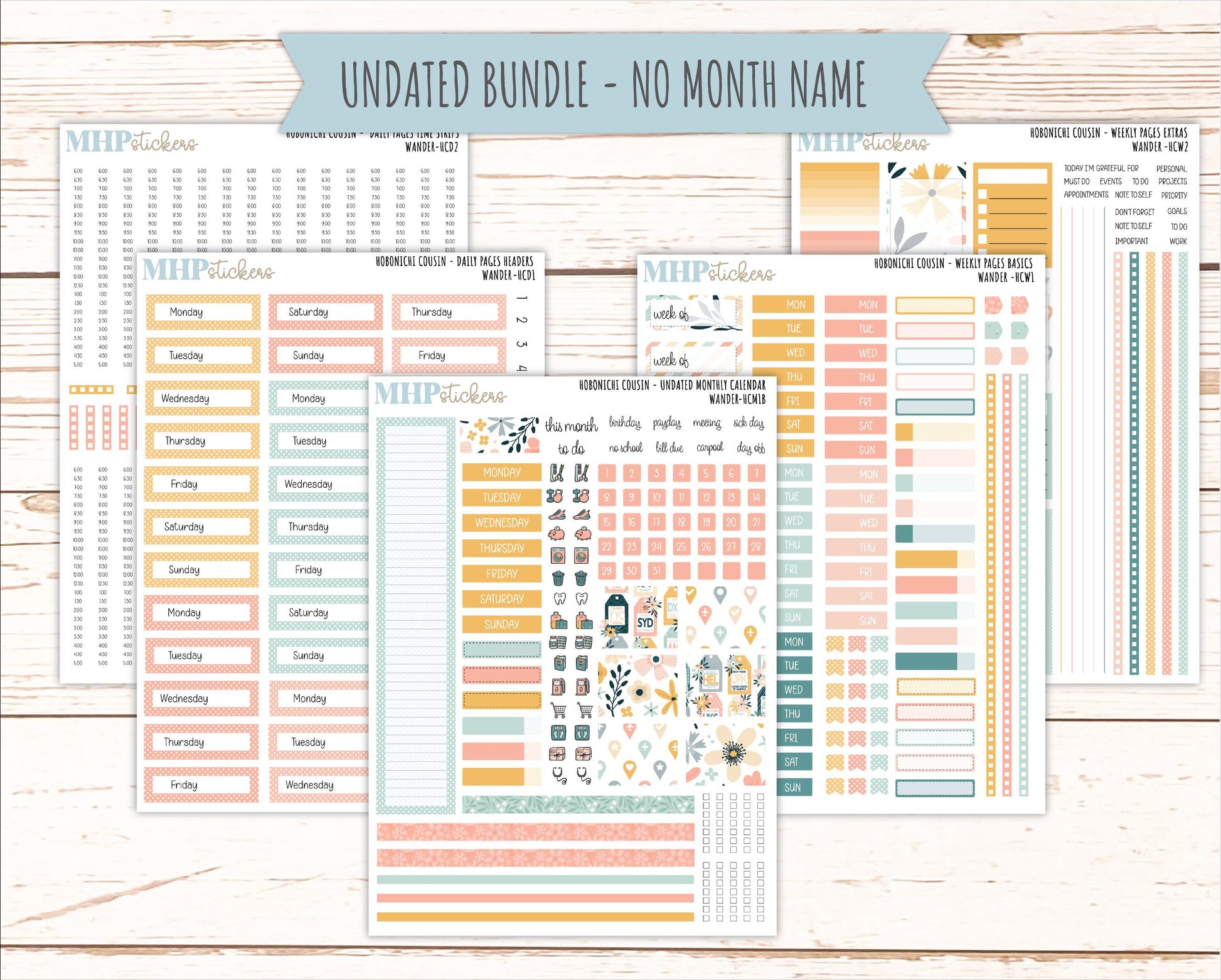 JUNE 2026 Stickers for Hobonichi Cousin. A5 Planners "Wander" || HC