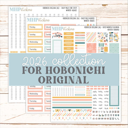 JUNE 2026 Stickers for Hobonichi Techo Original. A6 Planners "Wander" || HO