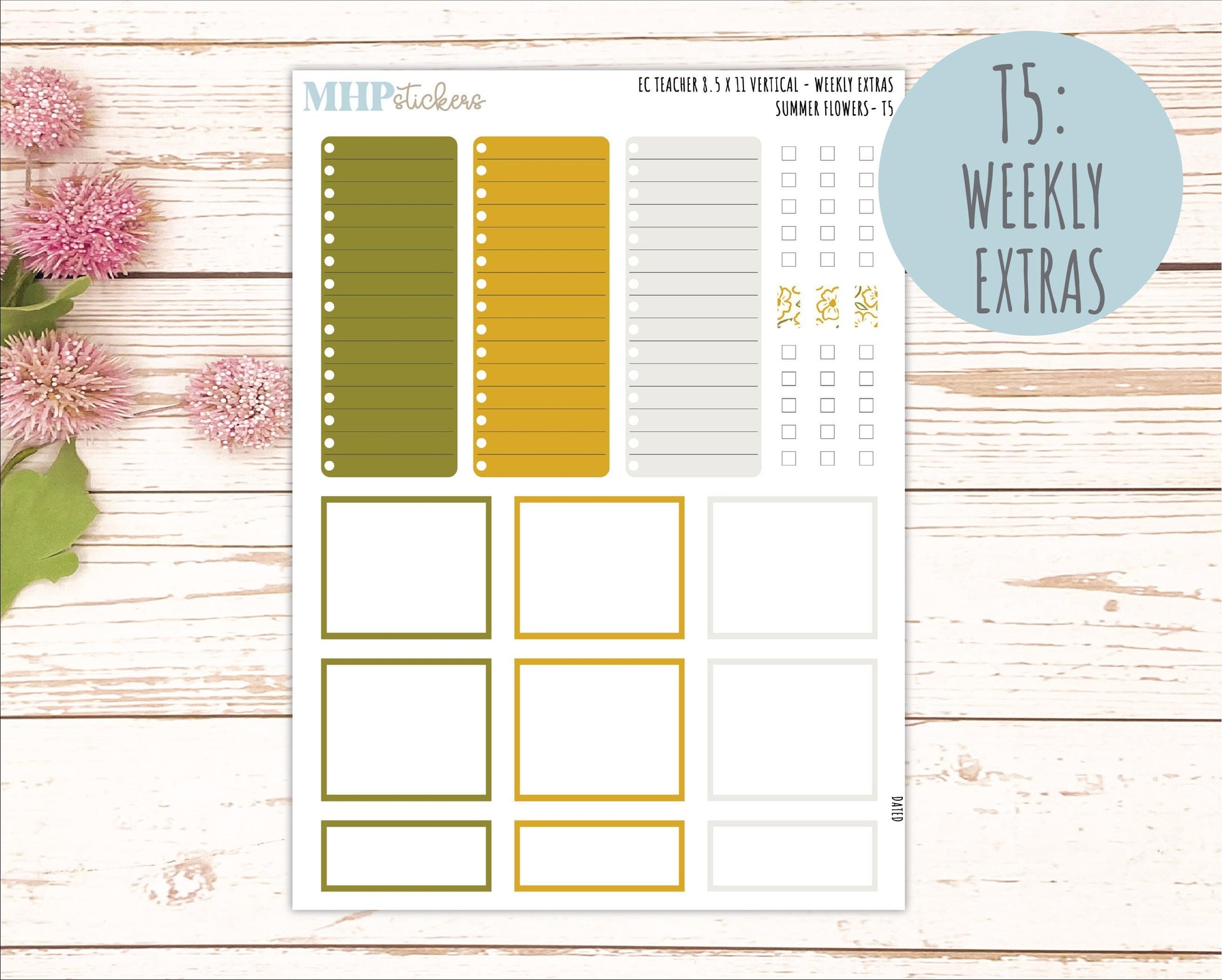 JUNE Stickers for EC Teacher Lesson Planner - Vertical Layout. 2026 Collection "Summer Flowers" || ECTV
