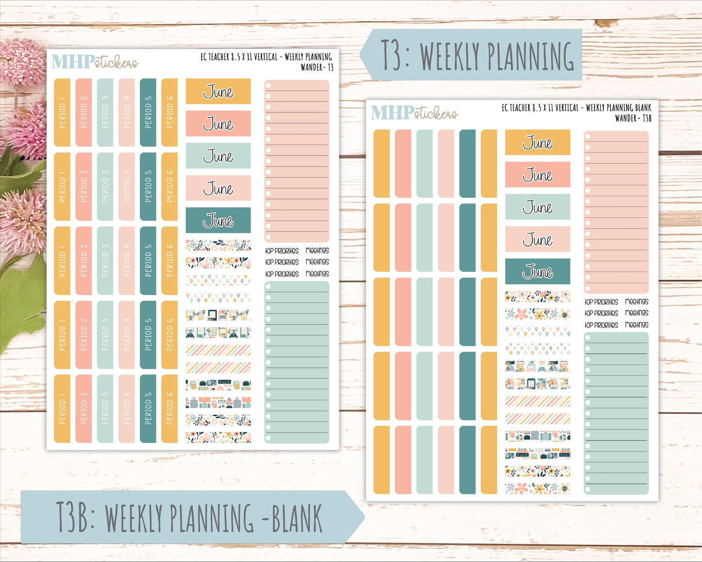 JUNE Stickers for EC Teacher Lesson Planner - Vertical Layout. 2026 Collection "Wander" || ECTV